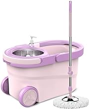 Spin Mop Wringer Bucket Set - for Home Kitchen Floor Cleaning -Upgraded Self-Balanced Easy Press with 5 Washable Microfiber Mops(Pink) Decoration