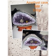 Amethyst Cave c/w wooden base