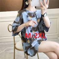 *ONE*New Plus size summer fashion creative letter tie-dye women's shirt ins tide Khmer material