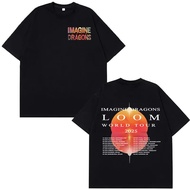 Imagine Dragons Band Loom World Tour T-Shirt Lelaki Wanita Hip Hop Rock T-shirt Kasual Kapas Oversiz