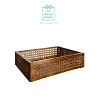 The Storage Shoppe - Multipurpose Rattan Basket / Wooden Basket with Rattan Woven Rattan Storage Bas