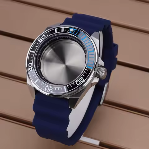 43.8mm Waterproof Watch Case Rubber Bracelet Sapphire Crystal For Mod Samurai Seiko NH35 NH36 NH38 N
