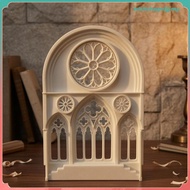 Amagogo Gothic Window Panel Miniature Cathedral Facade Pointed Arch Rose White