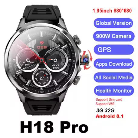 H18 Pro Smart Watch 4G Android 8.1 OS 1.95 inch 200W Rotate Camera GPS WIFI 4G SIM Google Play Heart