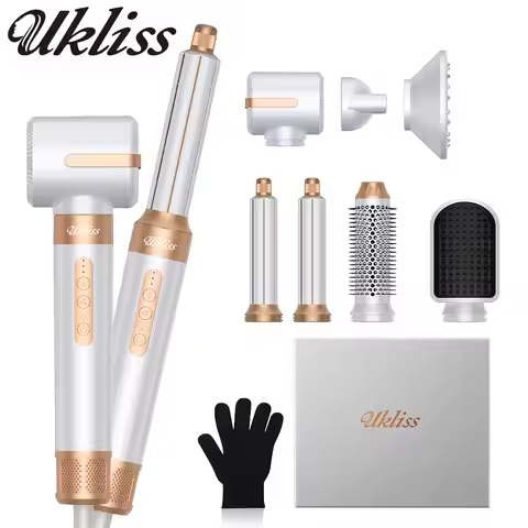 UKLISS 7 In 1 Hair Dryer Brush Brushless High Speed Hair Dryer with Diffuser Ionic Blow Dryer Hot Ai