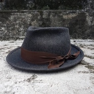 FEDORA PANAMA BLACK WOOL HAT ORIGINAL