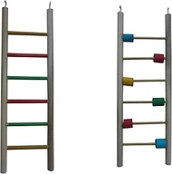 KSK 2Pcs Pet 36cm/14 Inch 6-Steps Wooden Ladder Budgie Finch Canary Bird Parrot Cage Play Toy Exerci