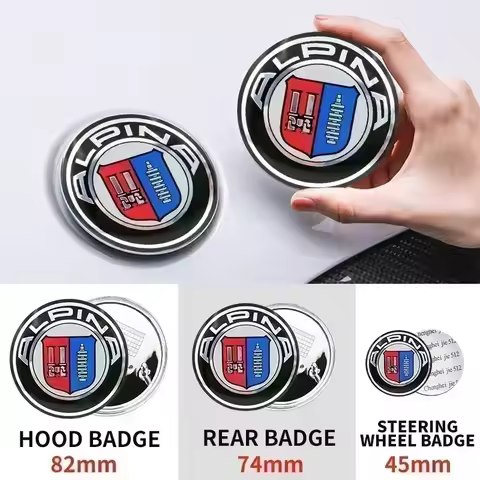 45mm 74mm 82mm Car Front Grill Bonnet Hood ALPINA Rear Trunk Tail Bumper Emblem Badge Logo Stickers 