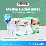 Onemed Masker Bedah Karet/ Masker Earloop Karet / Masker Medis 3ply 1 box isi 50 pcs / Surgical Mask