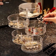 360Degre Rotatable Acrylic jewelry Storage Box Transparent Cosmetic Display Box stationery organizer