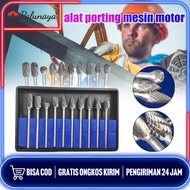 MATA BOR METAL PORTING BAJA KIKIR UKIR TUNER MINI GRINDER ROTARY TUNGSTEN CARBIDE SET 10 PCS/alat porting mesin motor/cuneran porting set/mesin porting motor/bor tuner porting/alat porting mesin motor 1 set/mata bor tuner porting