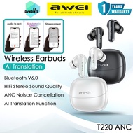 Awei T220 ANC Wireless Earbuds AI Translator Headset AI Translate Earphone ANC Headphone Awei Blueto
