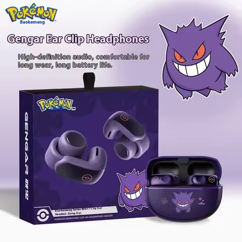 Genuine Gengar PokéMon Bluetooth Headset Ear Clip Hifi Stereo Wireless Game Sports Earbuds Long Batt