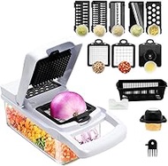 MAGIC SELECT Coupe-légumes Manuel, Mandoline de Cuisine Multifonctionnelle 13 en 1-2 Lames, 7 Râpes 