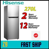 HISENSE 2 Door Refrigerator (270L) RT296N4CGN- HISENSE MALAYSIA WARRANTY