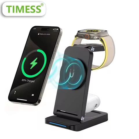 TIMESS 3 IN 1 15W Wireless Charger For iPhone17 16 15 14 PROMAX For Apple Watch Series 11 10-1 For A