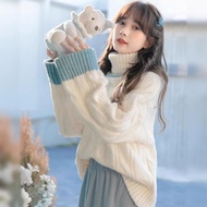 Vintage Turtleneck Sweater Woman Winter Thickened Woman Sweater