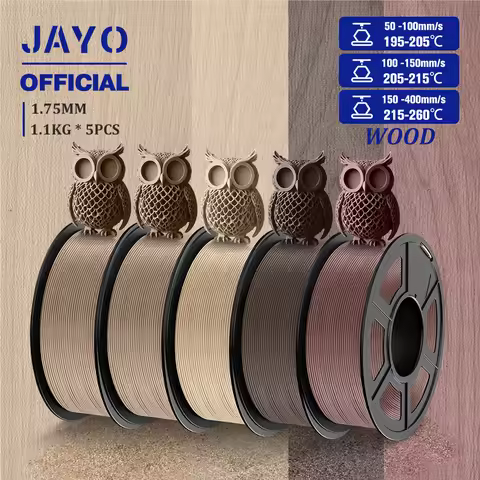 JAYO Wood PLA Filament 1.75mm 5Rolls Real Wood Fiber 3D Filament For FDM 3D Printers 15% Wood Fibers