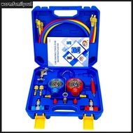 【สต๊อกพร้อม】3 Way AC Manifold Gauge Set Air Conditioning Manifold Gauge Set Automotive AC Gauge Set 
