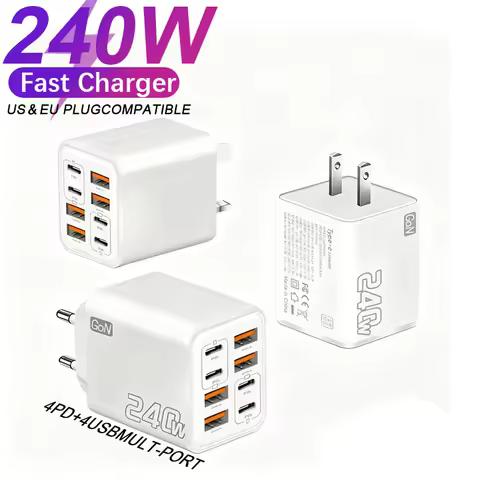 PD3.0 240W Charger 8 Port 4PD+4USB Fast Charging QC3.0 USB Type C Wall Charger For iPhone Samsung Xi