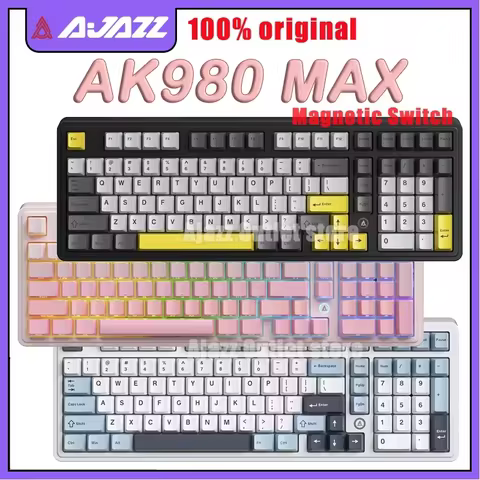 AJAZZ AK980 MAX Wired Magnetic Switch Keyboard 8k Polling Rate Gasket Strcture Hot Swap RT0.01mm Esp