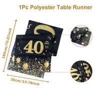 Black Gold Birthday Table Runner Happy Birthday Party Decoration18th 30th 40th 50th 60th Birthday Ba
