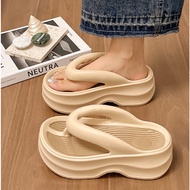 Fashion women's flip-flops and flip-flops in nude color with 7cm high sole, flattering figure B86