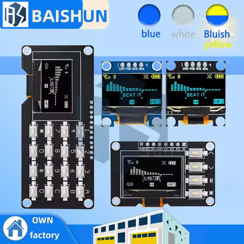 product 0.96 inch OLED IIC White/YELLOW BLUE/BLUE 12864 OLED Display with 4x4 key I2C SSD1315 LCD Sc