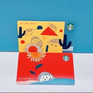 🦔絕版刺蝟膠卡🌼 ❣️Starbucks out of print hedgehog Card 🐡星巴克絕版刺蝟膠卡 🪼一套2款 🦭星巴克星禮卡限量版膠卡 ✨不含面值  / 膠版卡 ✨已刮pin/仍值