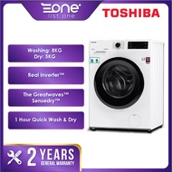 Toshiba (8KG/5KG) Real Inverter Front Load 2 In 1 Washer Dryer TWD-BK90S2M | Combo Washer Dryer | Wa