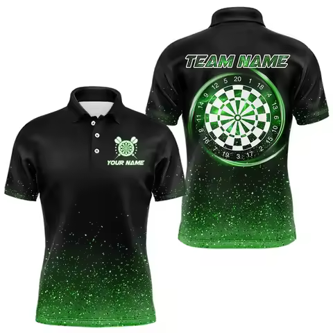 Custom Team Name Green Dartboard Bowling St Patrick Day Polo Shirts For Men Luckiest Shamrock Short 