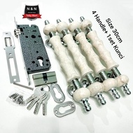 Fullset kunci - Handle tarikan pintu rumah Batu marmer - Gagang pintu dobel stainless  karat