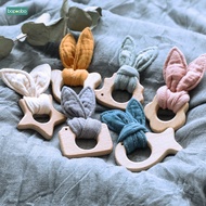 1Pc Mini Animal Rabbit Ears Bpa Free Wooden Teethers Baby Rattles Crib Mobiles New Born Baby Toys