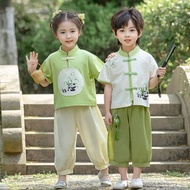 Children New Chinese Style Suits Ethnic Style Boys Girls Chinese School Class Clothes Tang Suit Sist