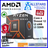 AMD Ryzen 5 7600 AM5 Box Processor (Core 6, Thread 12, Base Clock 3.8GHz, Max Boost 5.1GHz with Radeon Graphics)