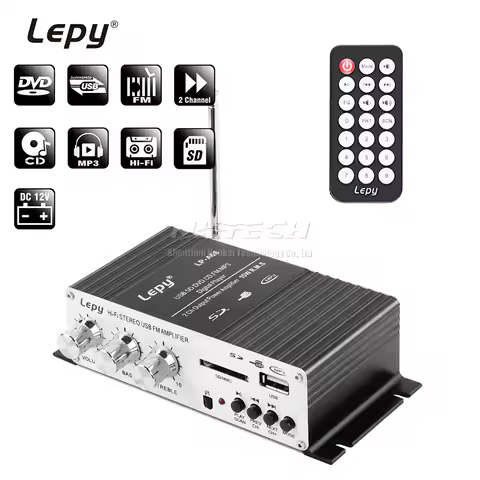LP-A68 Lepy Digital Player Car Power Amplifier MINI Hi-Fi Stereo Home Audio AMP 2-Channel 15W RMS SD