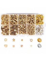600 piezas de 10 estilos de cuentas espaciadoras doradas CCB con cuentas espaciadoras de diamantes de imitación circulares para hacer joyas, pulseras y collares de  sueltos.