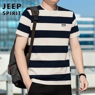 JEEP Jeep 2025ฤดูร้อนเสื้อยืดผู้ชายแขนครึ่งผ้าฝ้ายลำลองไข่มุกหลวมไซส์ใหญ่ฤดูร้อน