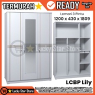 GANTUNGAN [Instant] Olympic Gstar LCBP LILY 3-Door Wooden Wardrobe Wadrobe Clothes 120x43x180.9 cm M