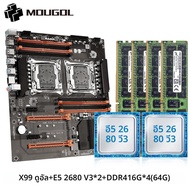 MOUGOL X99 Dual CPU Gaming เมนบอร์ดชุด Xeon E5 2680 V3 & DDR4 16Gx4 RAM LGA 2011-3 M.2 NVME PCIEx16