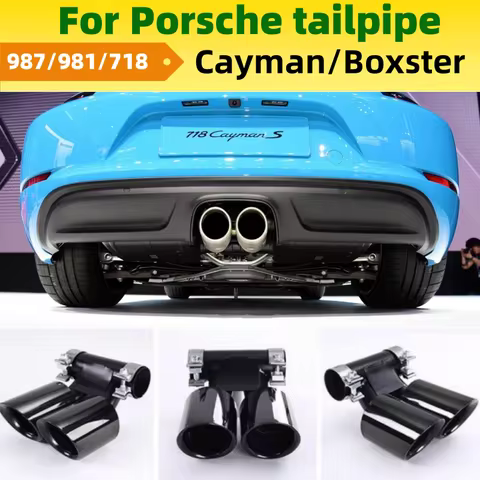 For Porsche Cayman/Boxster Muffler 987 981 718 Exhaust Tail Throat Stainless Steel Black Tip Nozzle