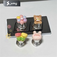 Toilet Button Cartoon Press Flush Button Toilet Tank Button Adhesive Plastic Presser S_Way