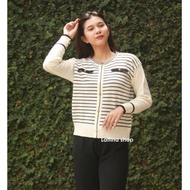 Gawon Knitted Sweater Cardigan Model Long Sleeve Striped Button premium knitwear Women's outer Tops