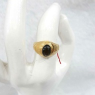 CL999F186F cincin permata batu black star safir emas kuning asli pria