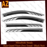 Mitsubishi Strada 2015-2021 Rain Guard Window Visor (Two Toned/ Blacknet) 2nd Design With Triton Log