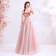 Formal Event Long Pink Evening Dress For Women Elegant Noble Temperament 2025 Banquet Dinner Annual 
