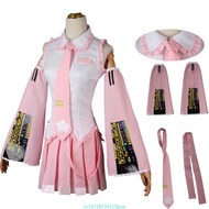 Beginner Future Sakura Vocaloid Miku Pink Midi Dress Cosplay Costume Girl Skirt Wig Uniform Outfit W