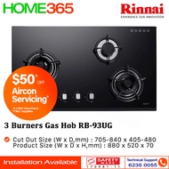 Rinnai 3 Burners Gas Hob RB-93UG - FREE INSTALLATION