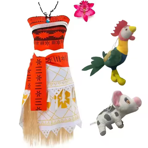 110-2XL Adult Women Moana Holiday Halloween Costume Movie Tops Skirt Fancy Cosplay Vaiana Dress Wigs