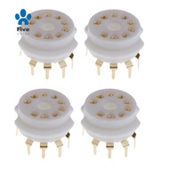 4PCS Ceramic 9 Pin Gold PCB Vacuum Tube Socket for 12AX7,12AT7,12AU7,ECC83,ECC82,E88CC, 6922 ,6p1